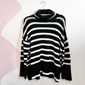 Vita Grace Striped Sweater Wool Blend Small Cozy Preppy Casual Minimalist‎